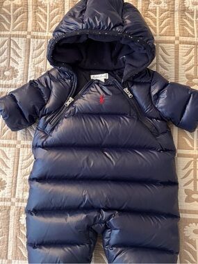 Ralph Lauren Navy Puffer Jacket with Red Pony Logo